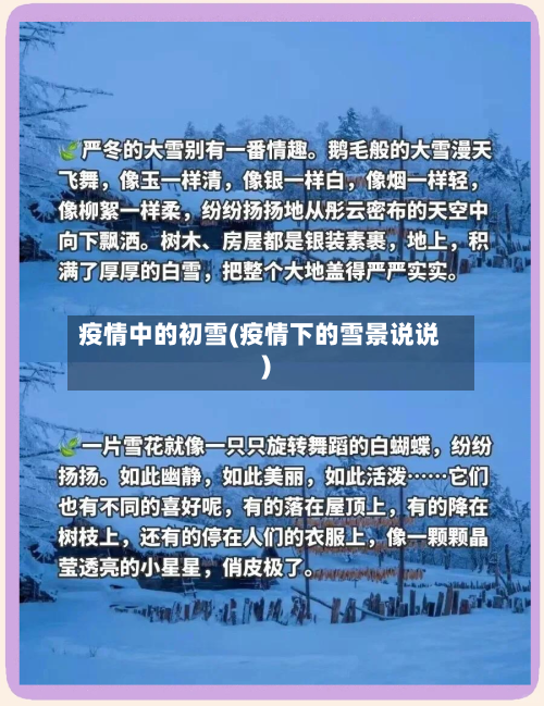 疫情中的初雪(疫情下的雪景说说)-第2张图片