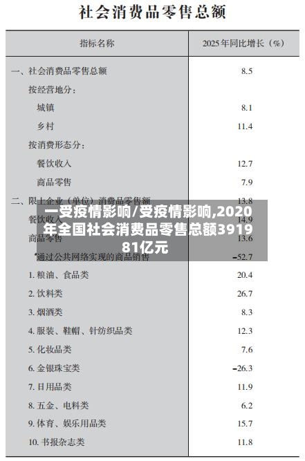 一受疫情影响/受疫情影响,2020年全国社会消费品零售总额391981亿元-第3张图片